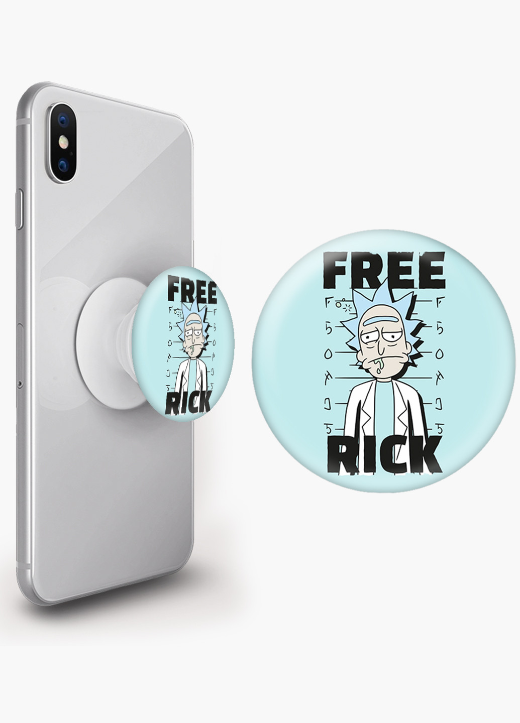 Попсокет (Popsockets) держатель для смартфона Рик и Морти (Rick and Morty) (8754-1237) Черный MobiPrint (216748545)