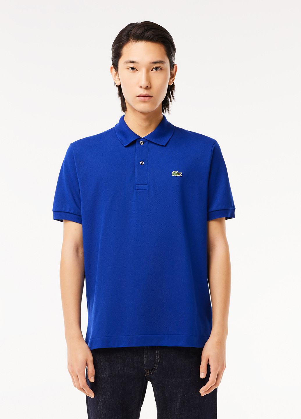 Синяя футболка-поло для мужчин Lacoste однотонная