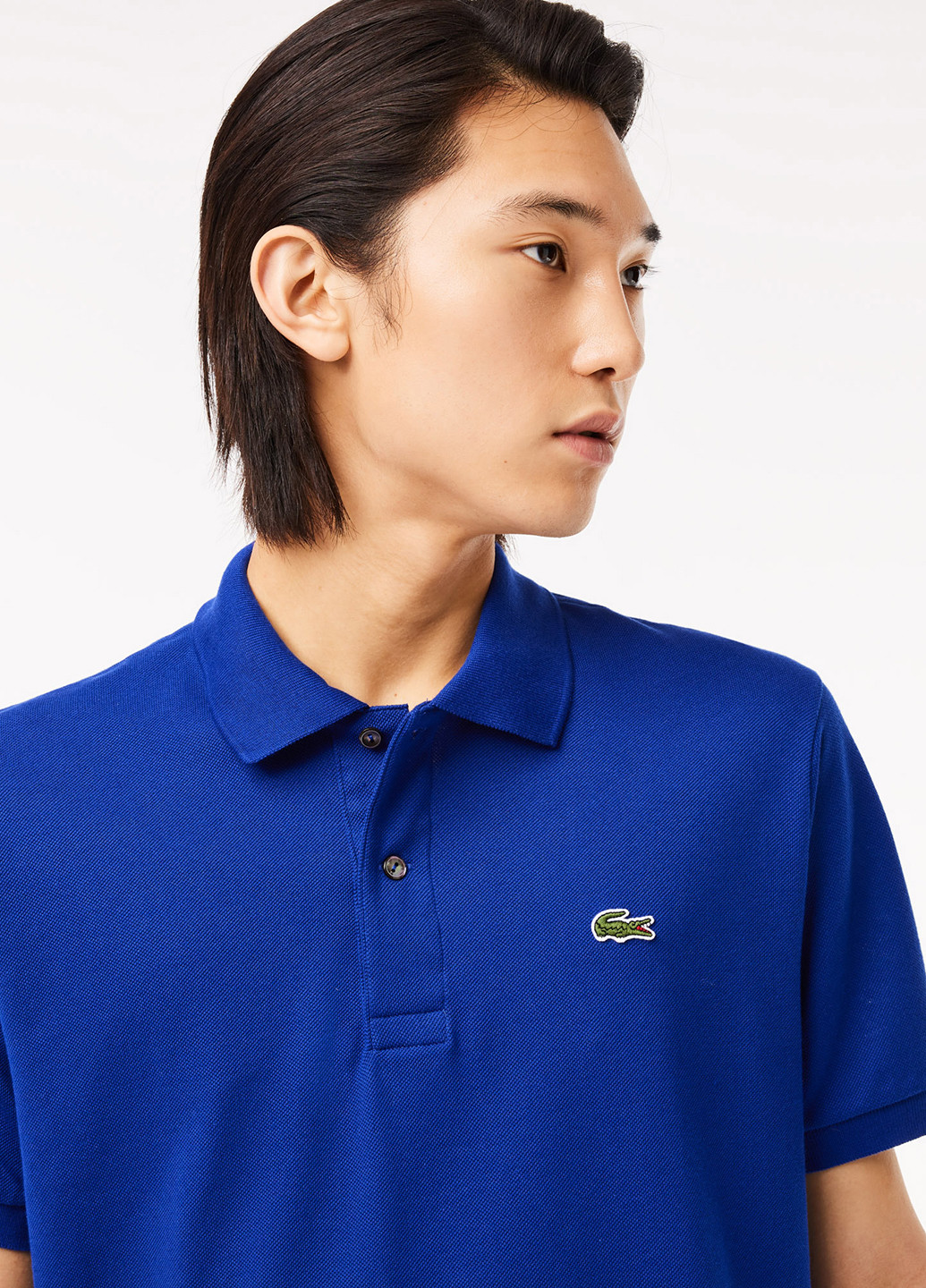 Синяя футболка-поло для мужчин Lacoste однотонная
