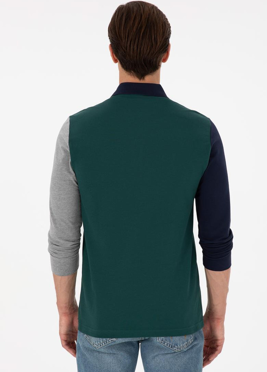 Темно-зеленая футболка-поло для мужчин U.S. Polo Assn. колор блок
