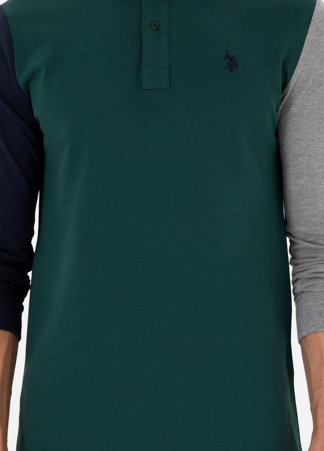 Темно-зеленая футболка-поло для мужчин U.S. Polo Assn. колор блок