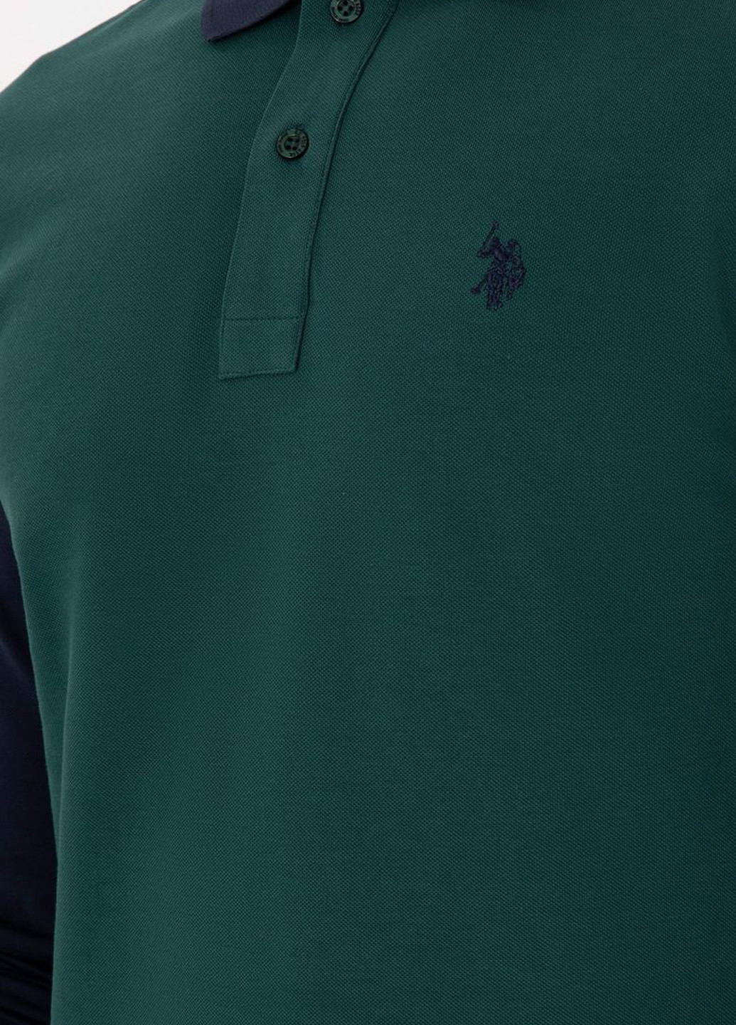 Темно-зеленая футболка-поло для мужчин U.S. Polo Assn. колор блок