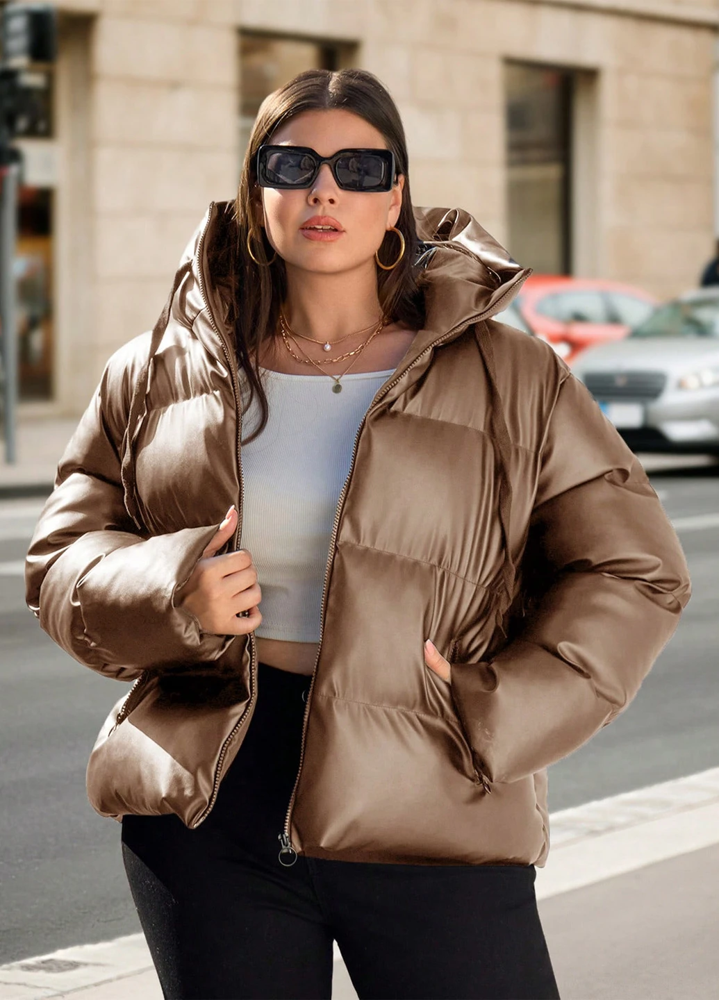 Коричневая зимняя куртка SHEIN