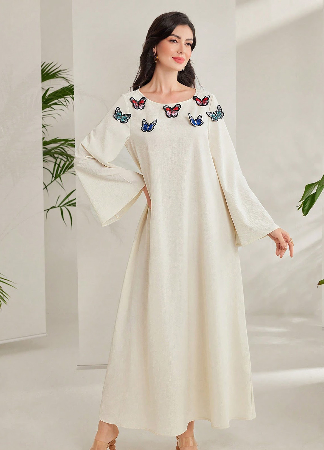 Молочное кэжуал платье оверсайз SHEIN однотонное