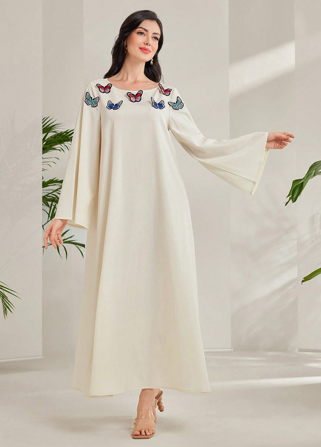 Молочное кэжуал платье оверсайз SHEIN однотонное