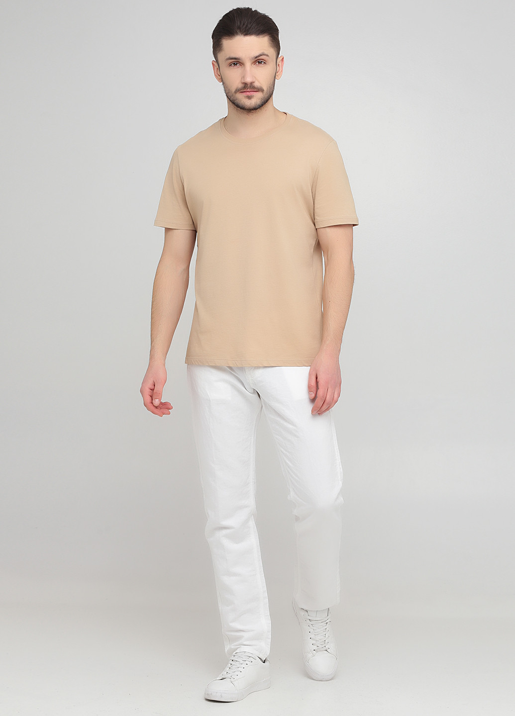 Белые кэжуал летние прямые брюки Massimo Dutti