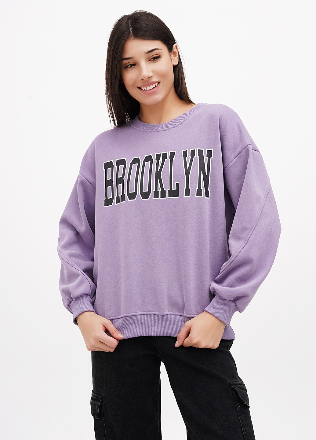 Ліловий світшот M&C напис без декору (305742391)