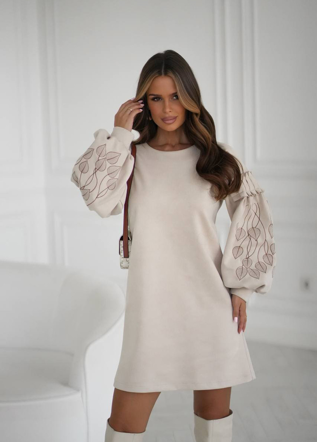 Світло-бежева кежуал сукня No Brand однотонна