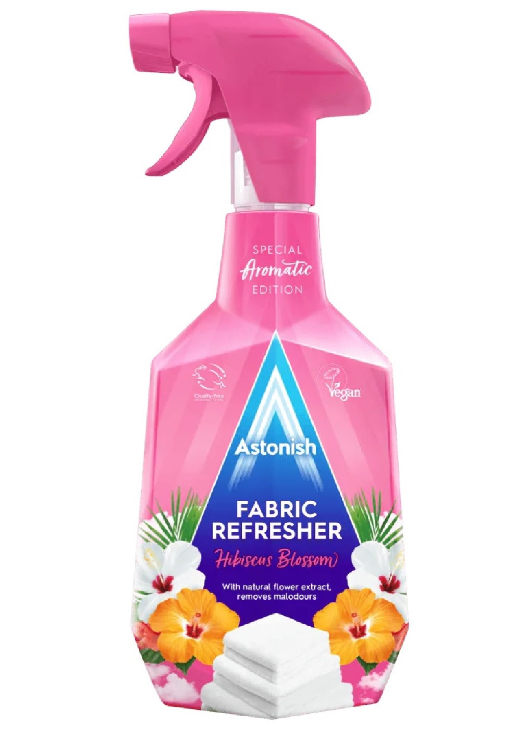 Нейтралізатор запахів для текстилю, килимів та одягу Fabric Refresher Квіти Гібіскуса 750 мл Astonish (253991196)