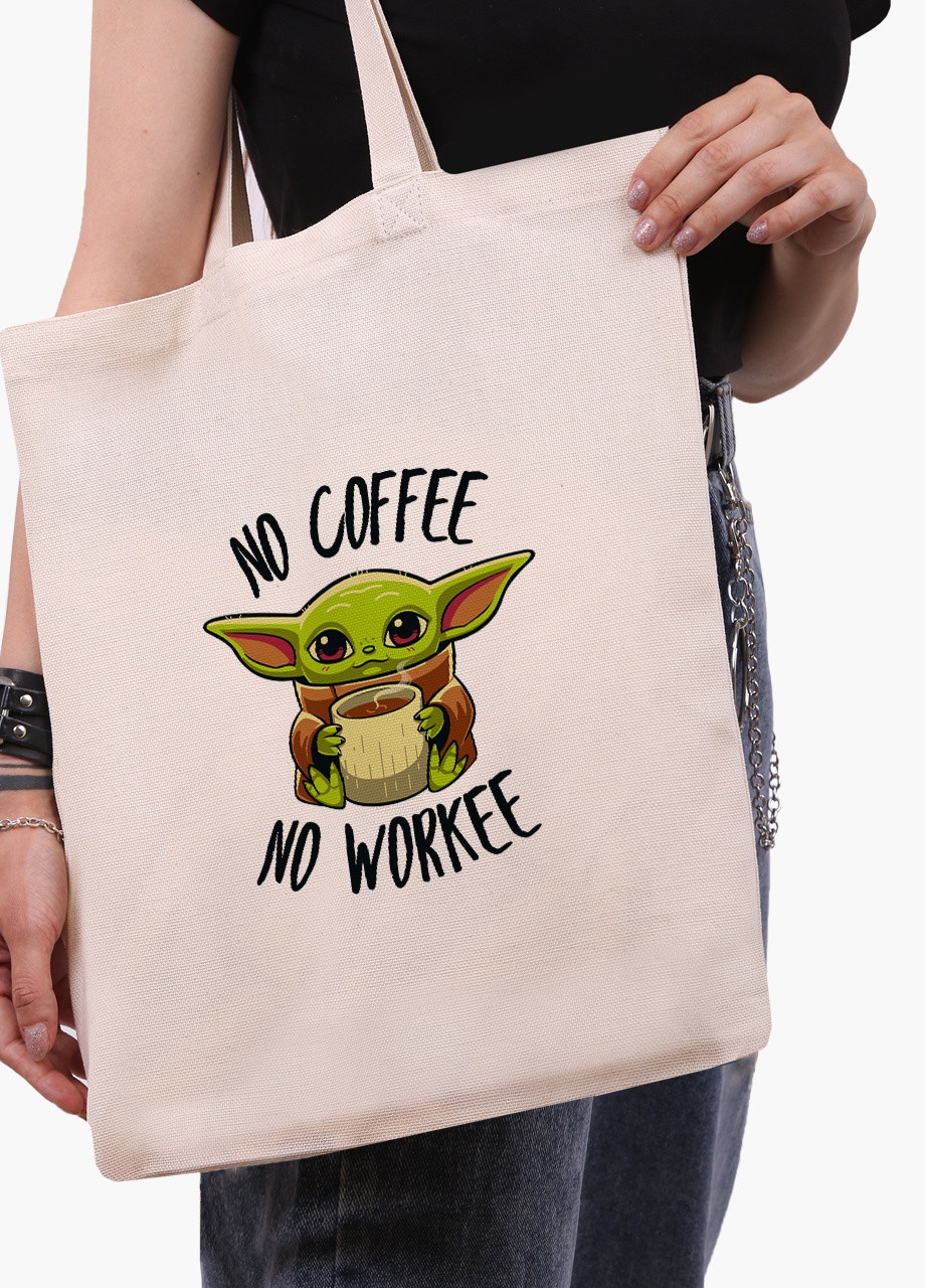 Эко сумка шоппер белая Бейби Йода (Baby Yoda The Mandalorian) (9227-1987-WT) Еко сумка шоппер біла 41*35 см MobiPrint (215943784)