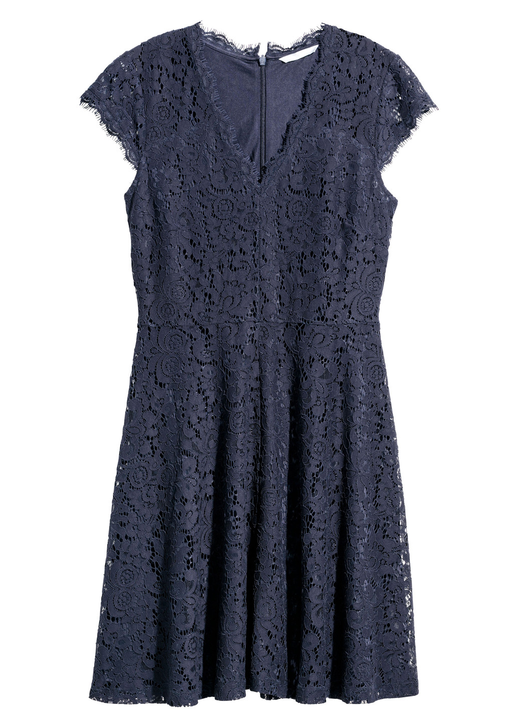 Темно-синее коктейльное платье клеш H&M