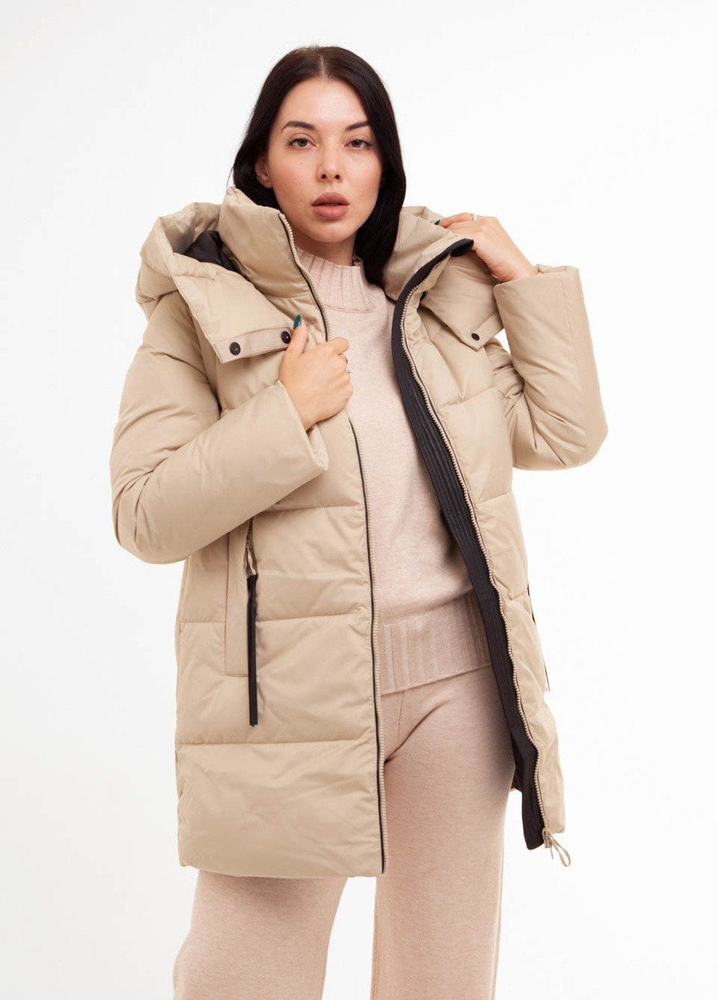 Бежевая зимняя женская куртка-жилет Towmy 3205