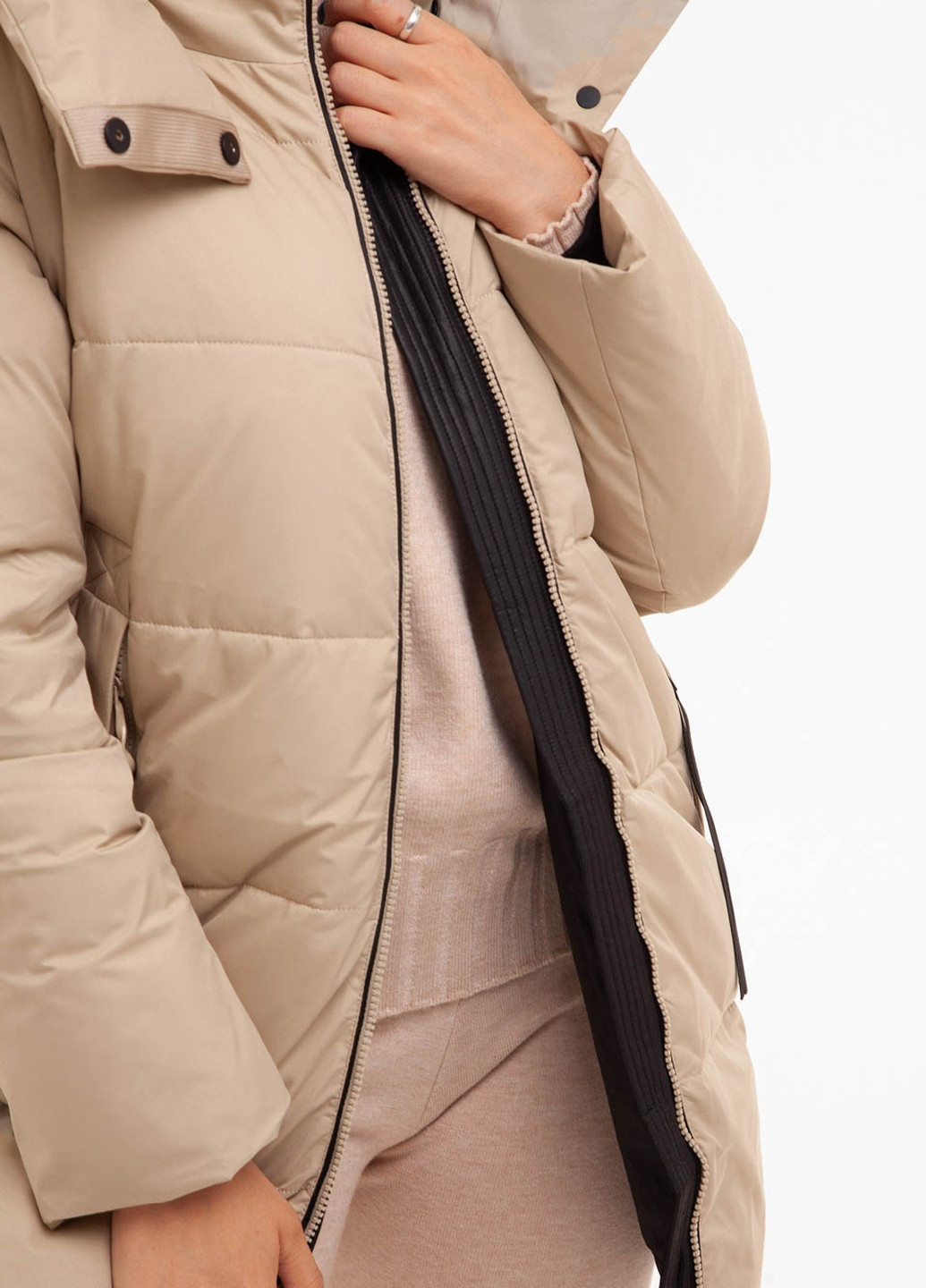 Бежевая зимняя женская куртка-жилет Towmy 3205