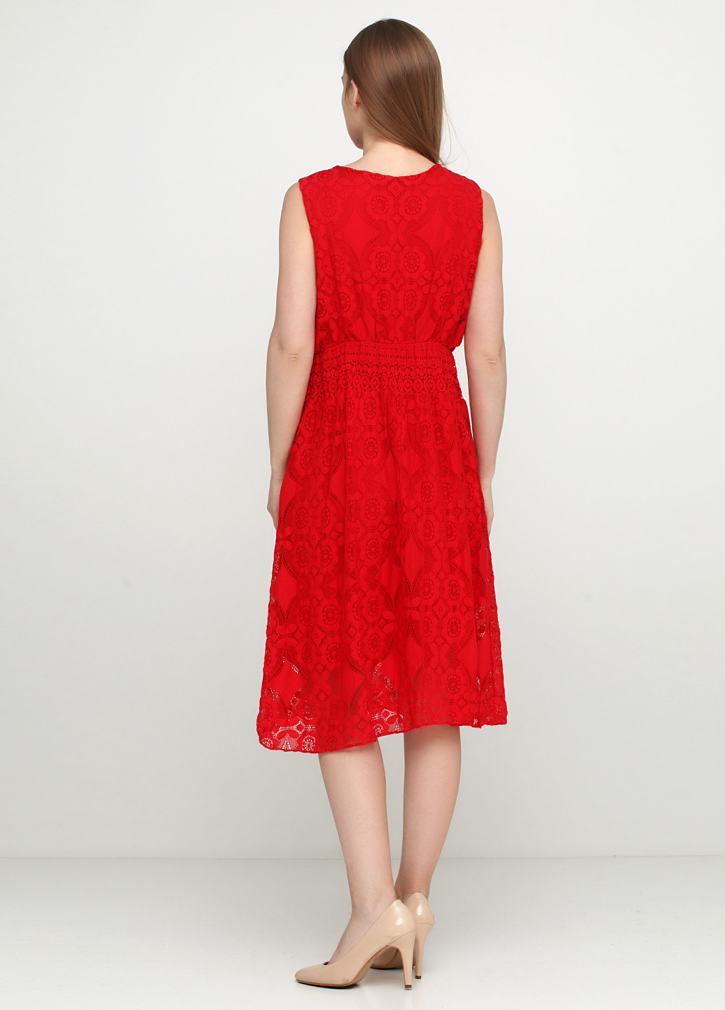 Красное кэжуал платье Moda однотонное