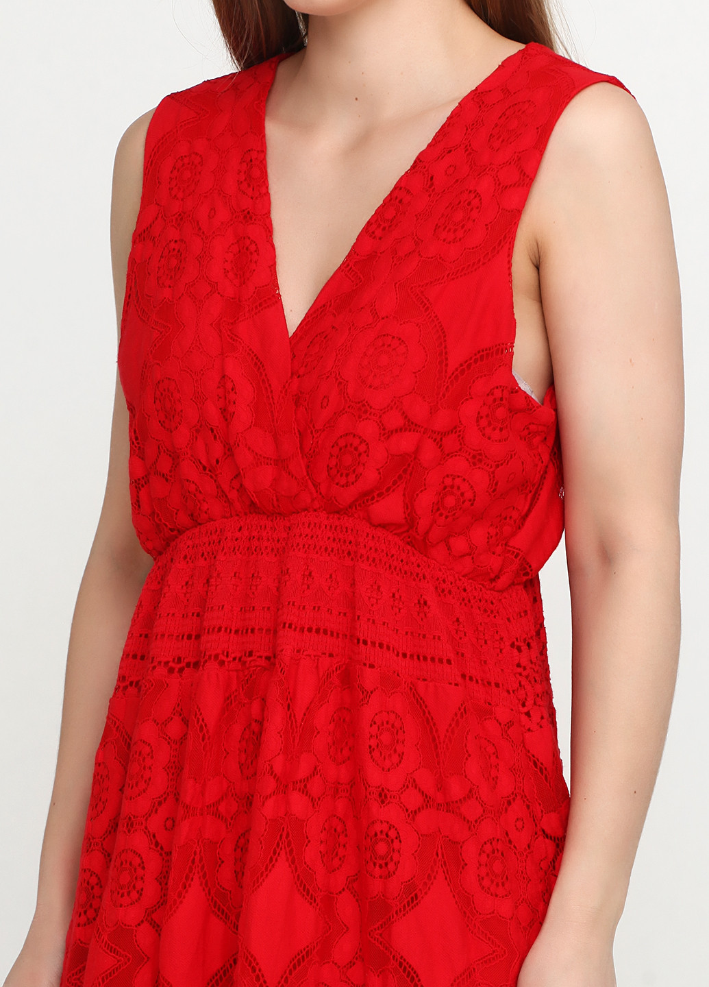 Красное кэжуал платье Moda однотонное