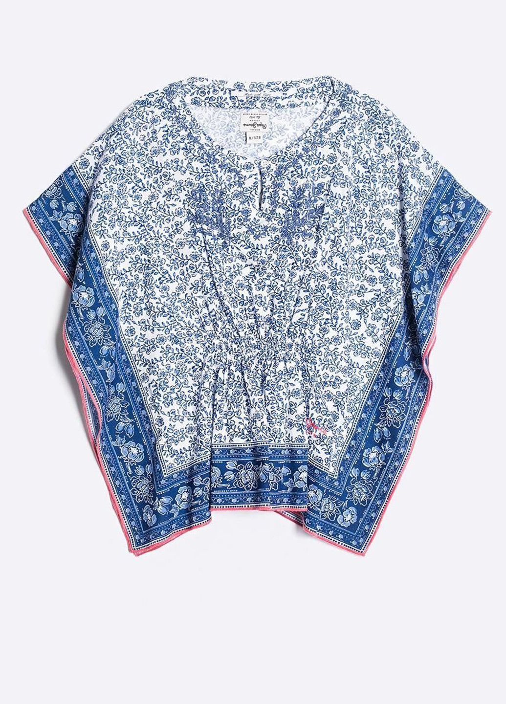Комбинированная с абстрактным узором блузка с коротким рукавом Pepe Jeans летняя