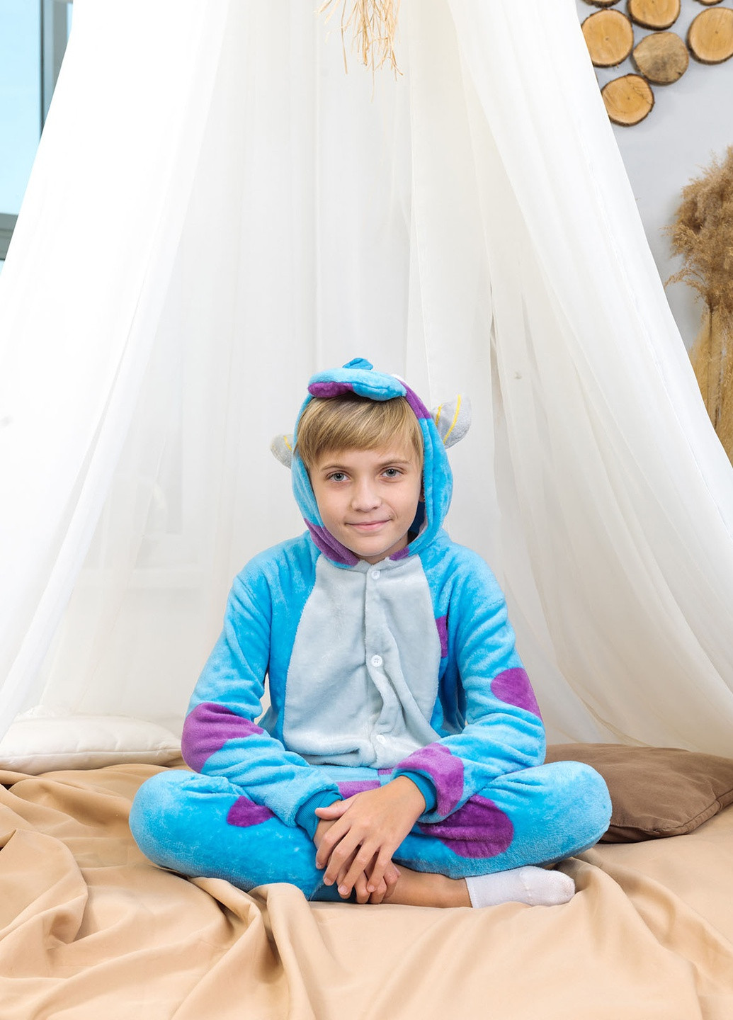 Синя всесезон дитяча піжама кігурумі корпорація монстрів DobraMAMA