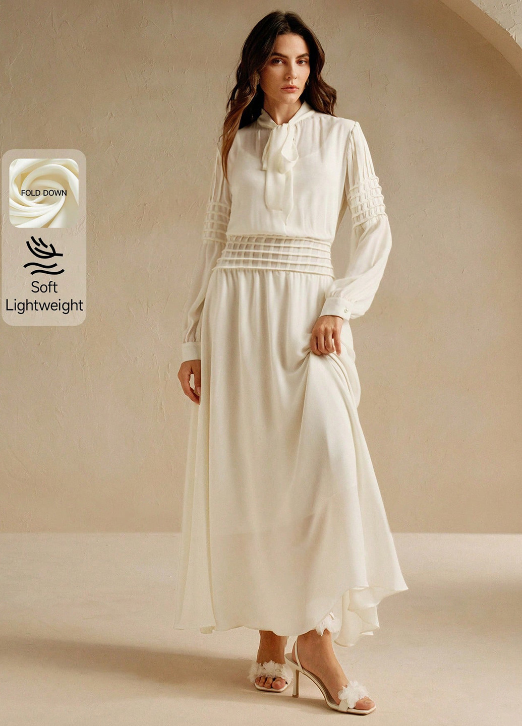 Белое кэжуал платье клеш SHEIN однотонное