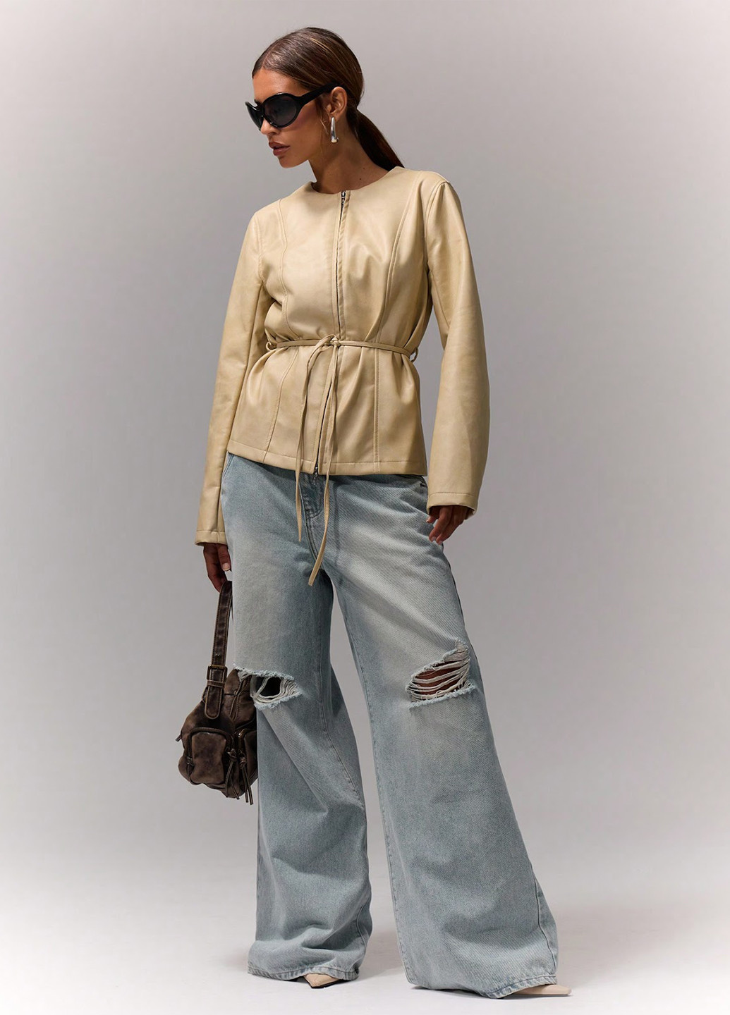 Світло-бежева демісезонна куртка SHEIN