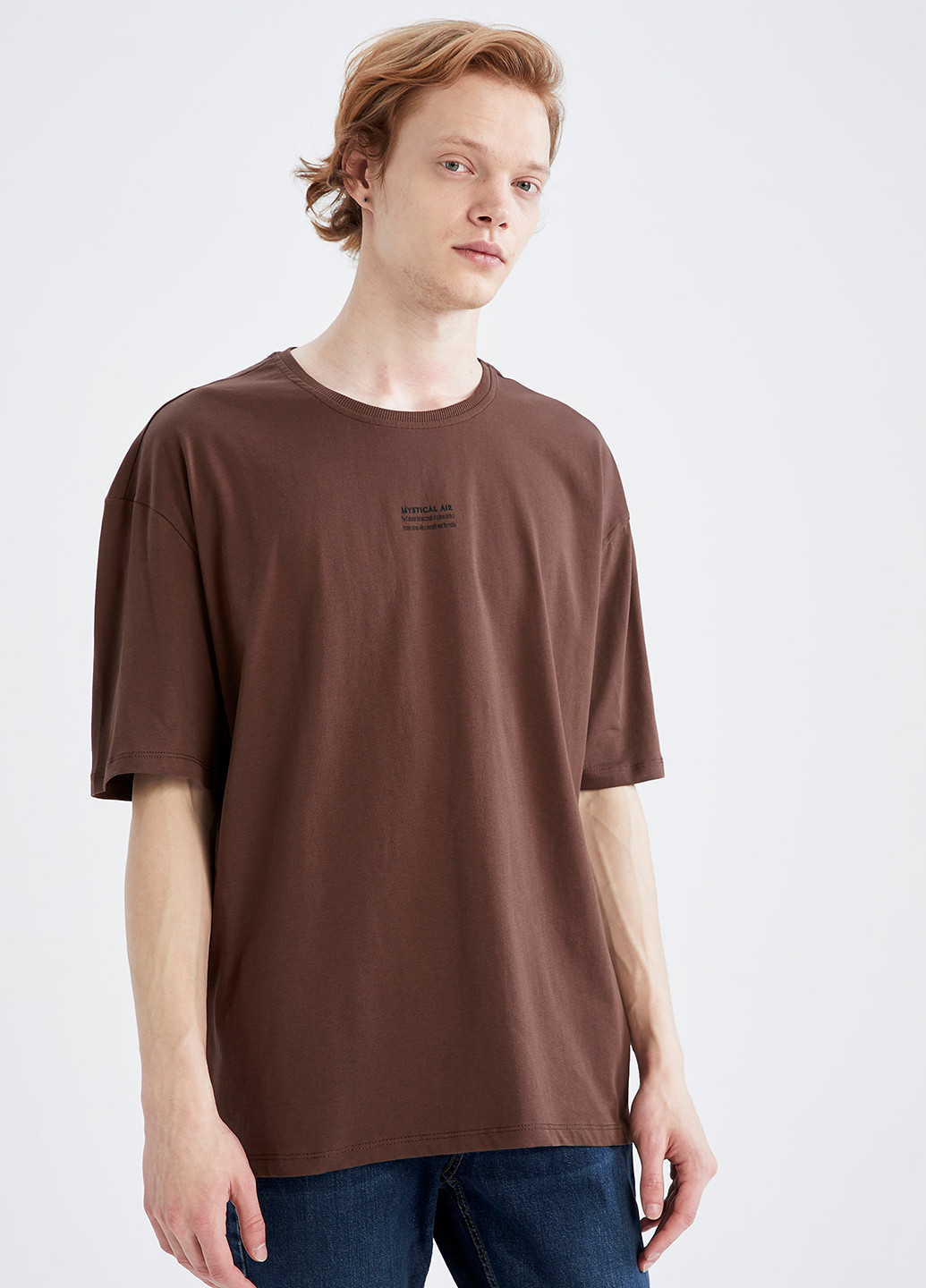 Темно-коричневая летняя футболка DeFacto