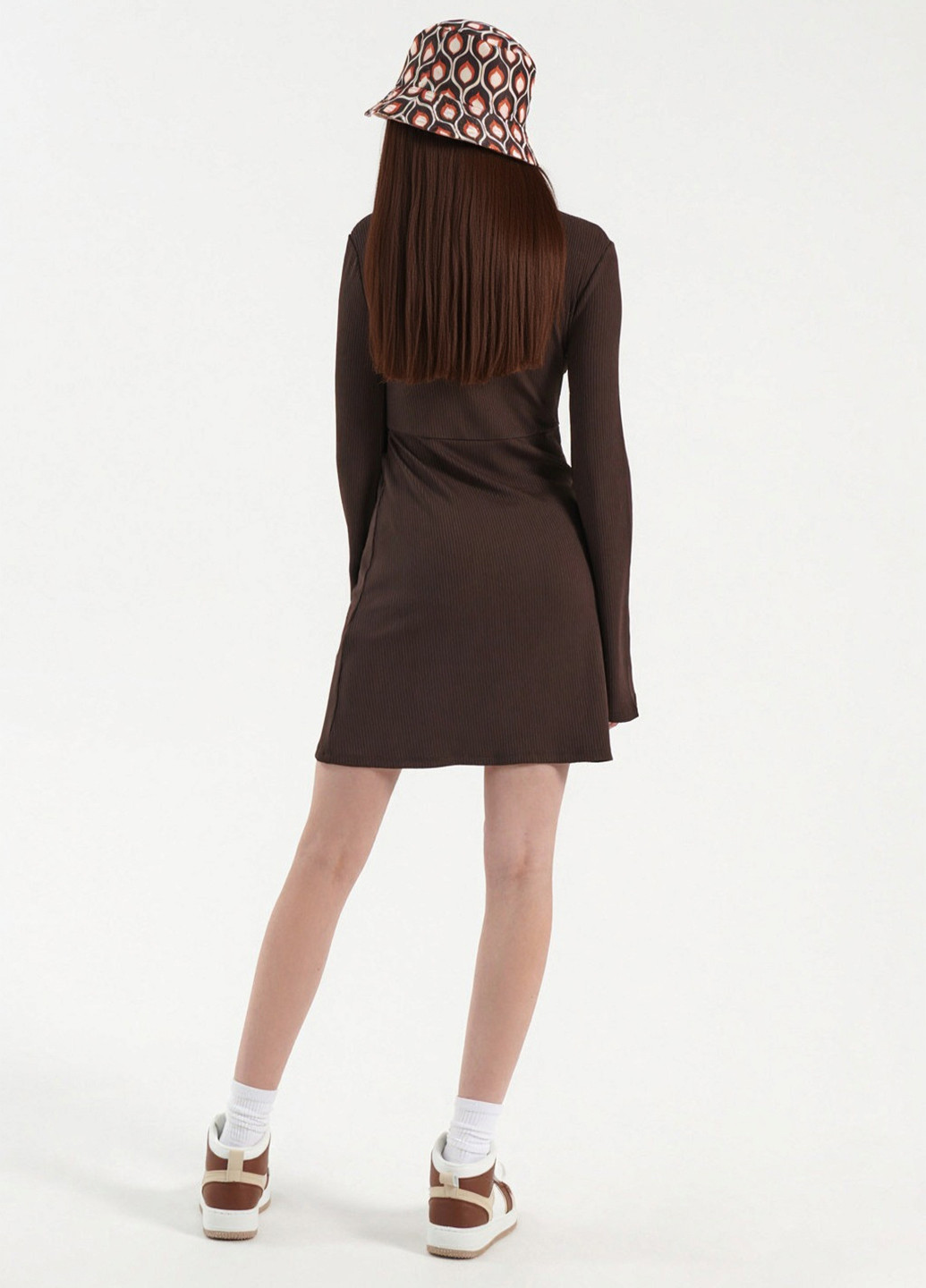 Коричневое кэжуал платье House однотонное