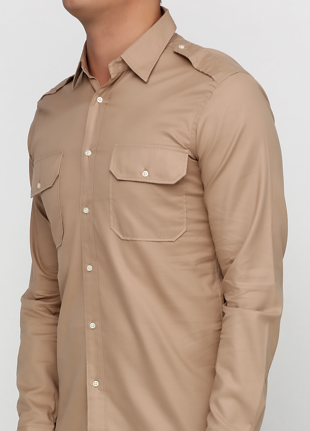 Светло-коричневая рубашка однотонная Ralph Lauren