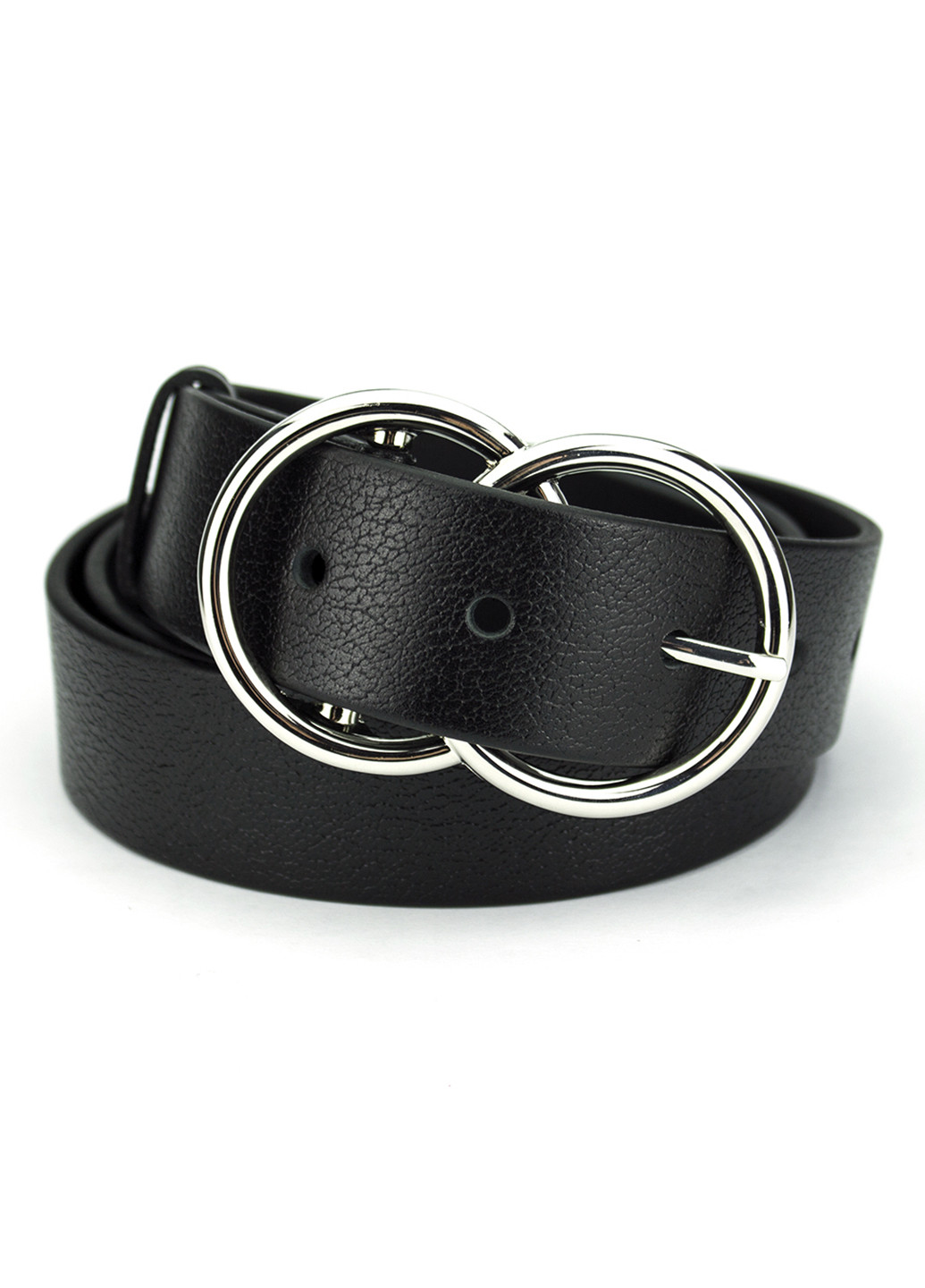 Женский кожаный ремень черный с круглой пряжкой -4070 black (130 см) PS (221201379)