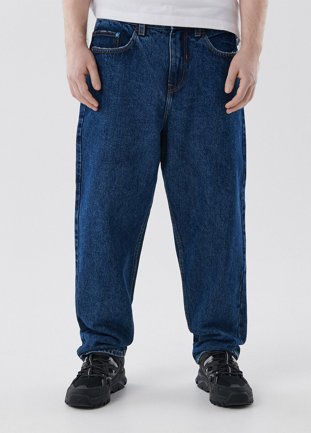 Темно-синие демисезонные баллоны джинсы Cropp