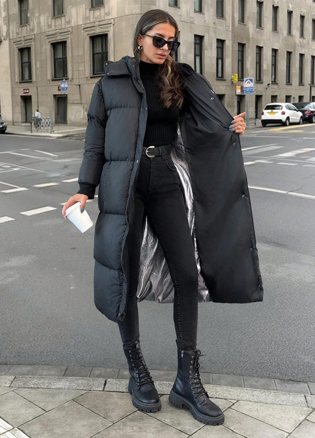 Черная зимняя куртка SHEIN