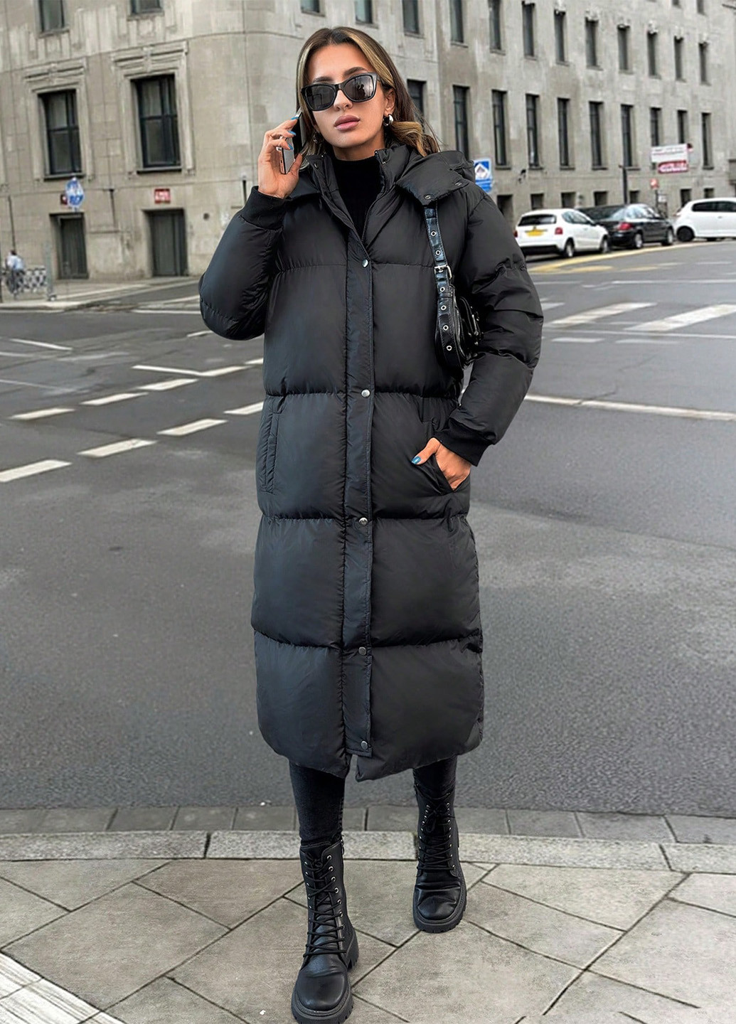 Черная зимняя куртка SHEIN