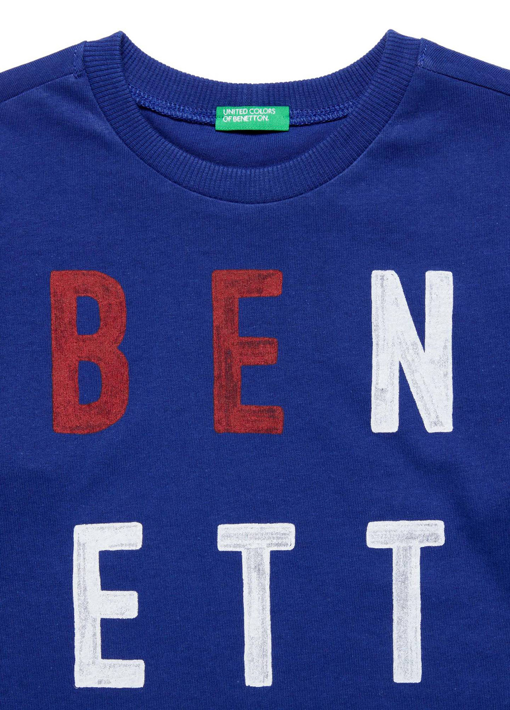 Синий демисезонный кэжуал лонгслив United Colors of Benetton с надписями