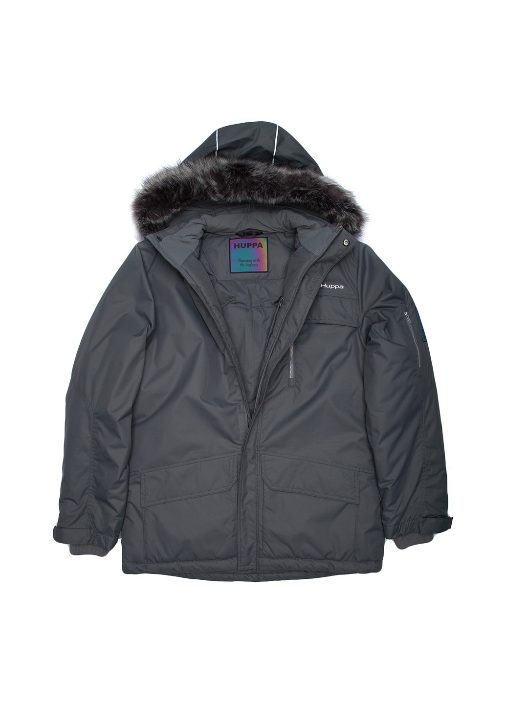 Серая зимняя куртка зимняя marten 2 Huppa