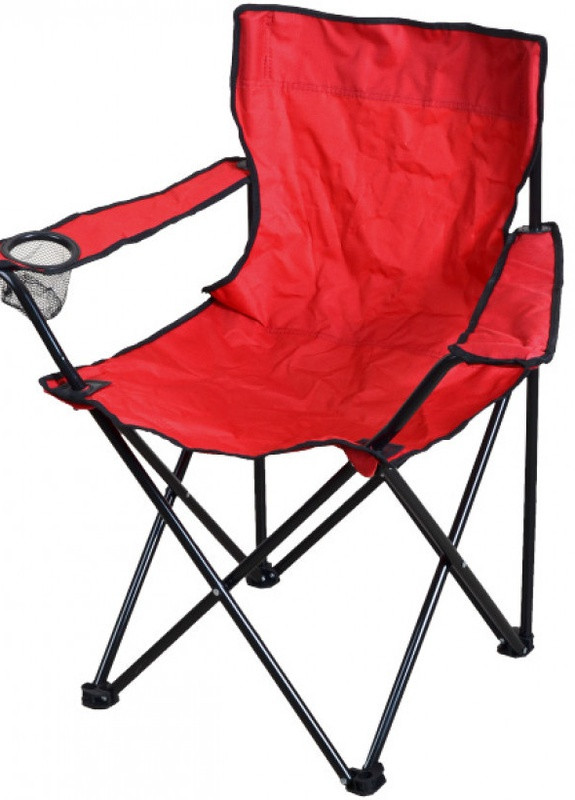 Туристичний стілець крісло для кемпінгу розкладне зі спинкою і підсклянником в чохлі (001-Т) Червоне Francesco Marconi (246625398)