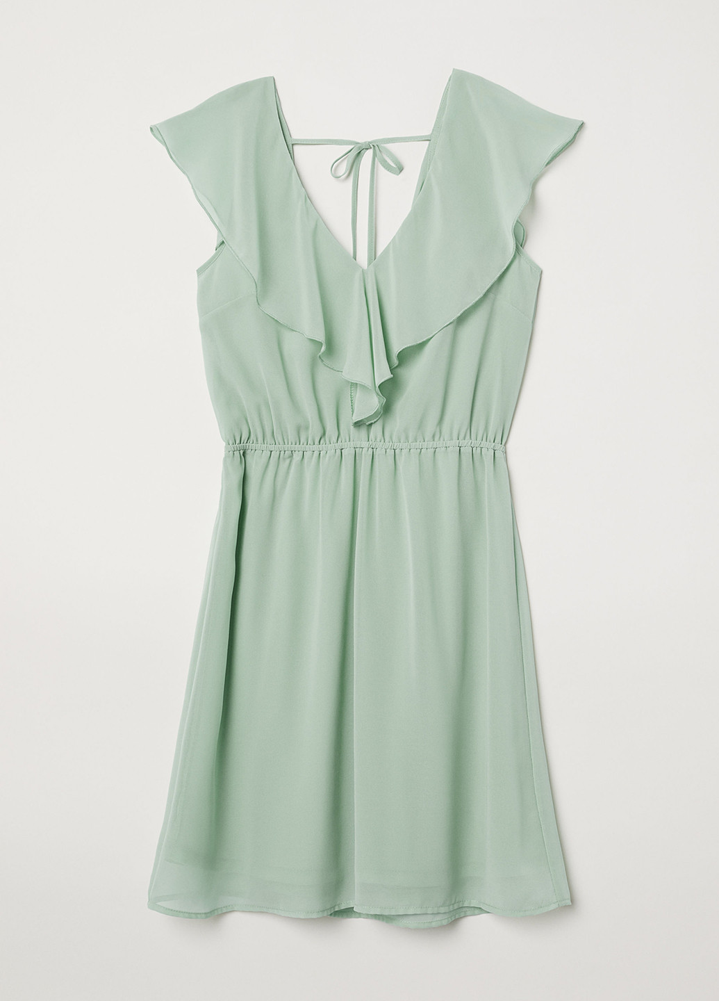 Светло-зеленое кэжуал платье клеш H&M однотонное