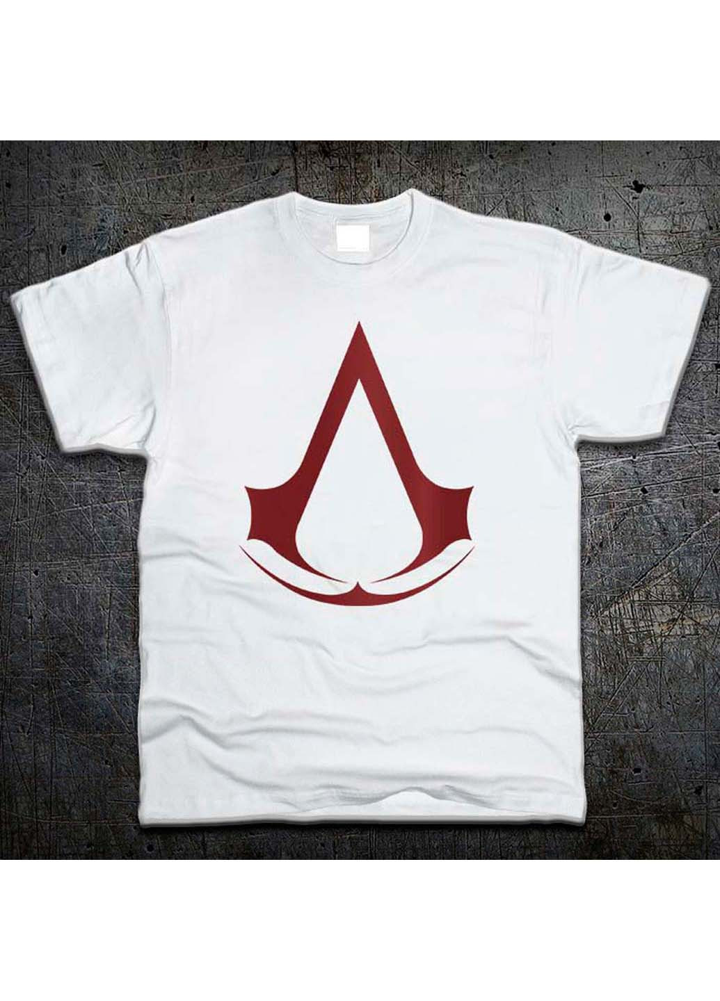 Біла футболка Fruit of the Loom Лого Кредо Ассасина Logo Assassins Creed