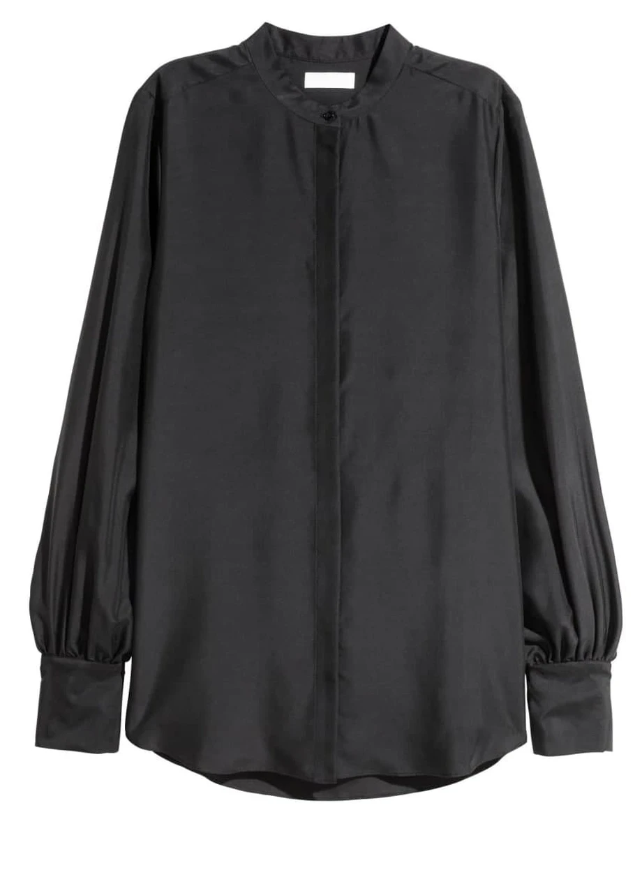 Чорна шовкова блузка H&M