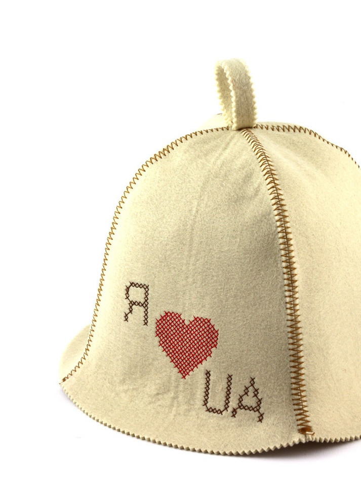 Банна шапка "Я люблю Україну", штучне хутро, білий (LA-419) Luxyart (252611413)