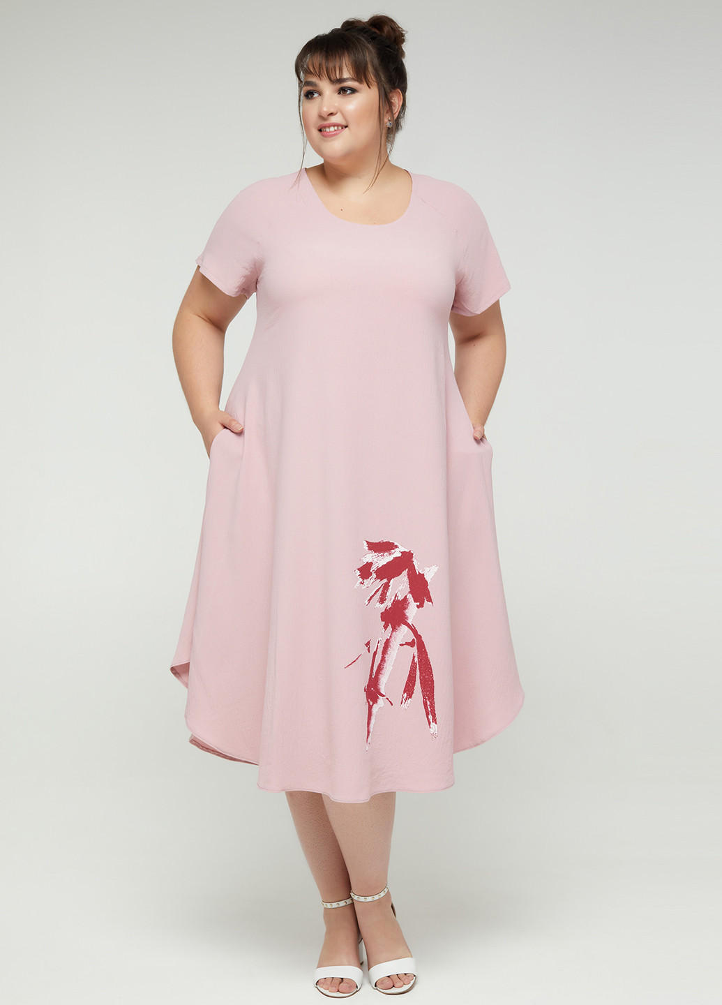 Світло-рожева кежуал сукня оверсайз A'll Posa з малюнком