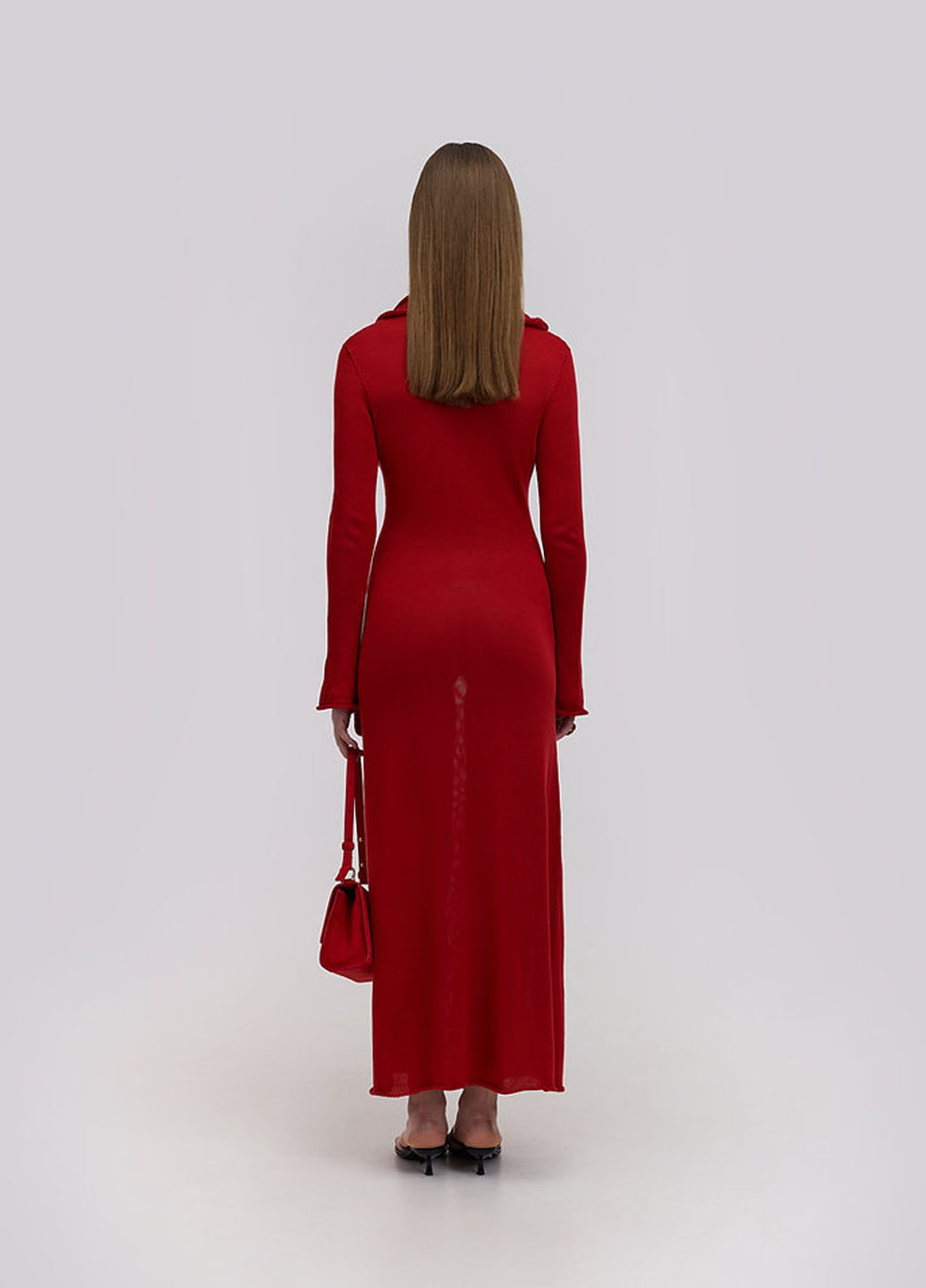 Червона вечірня, кежуал, пляжна сукня з відкритою спиною KNITLAB однотонна