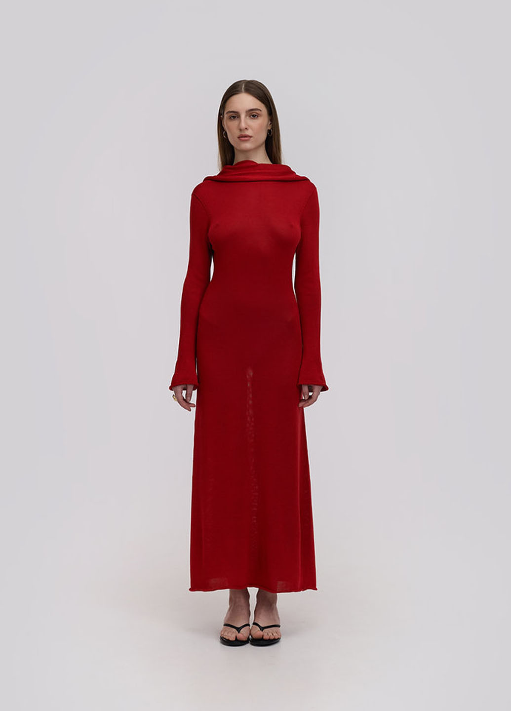 Червона вечірня, кежуал, пляжна сукня з відкритою спиною KNITLAB однотонна