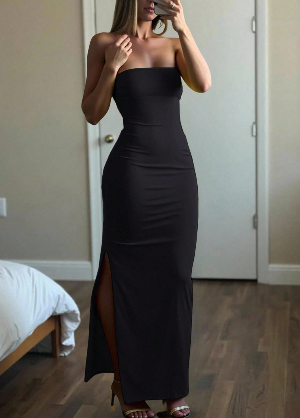 Черное кэжуал, откровенный платье силуэтная SHEIN однотонное