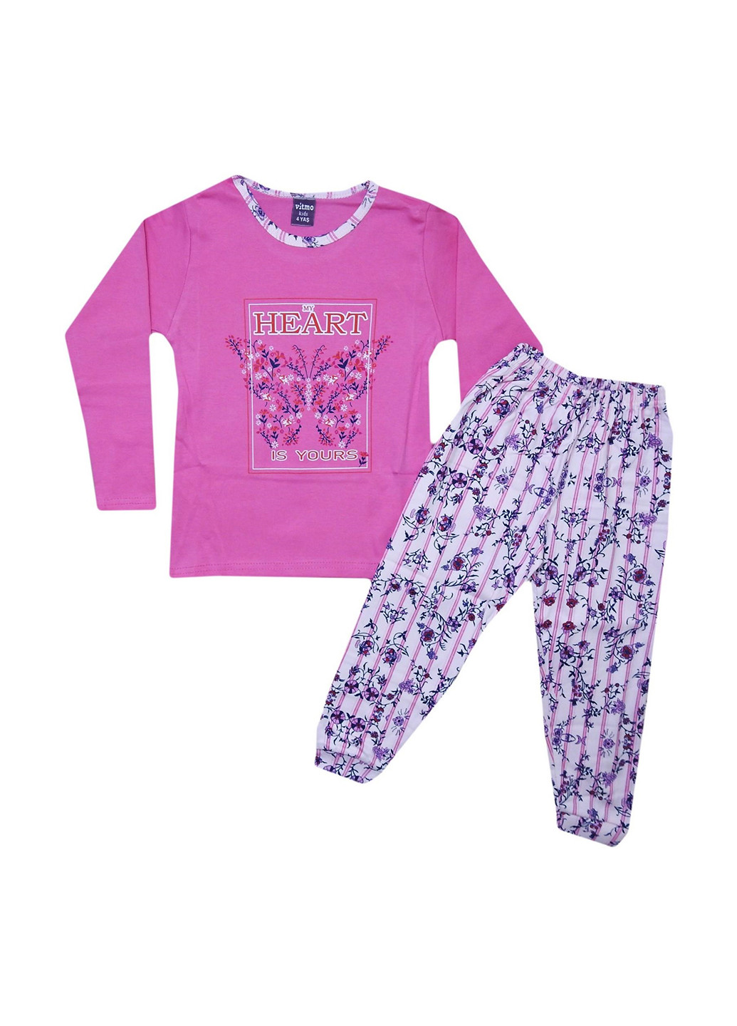 Розовая всесезон пижама (лонгслив, брюки) лонгслив + брюки Payes