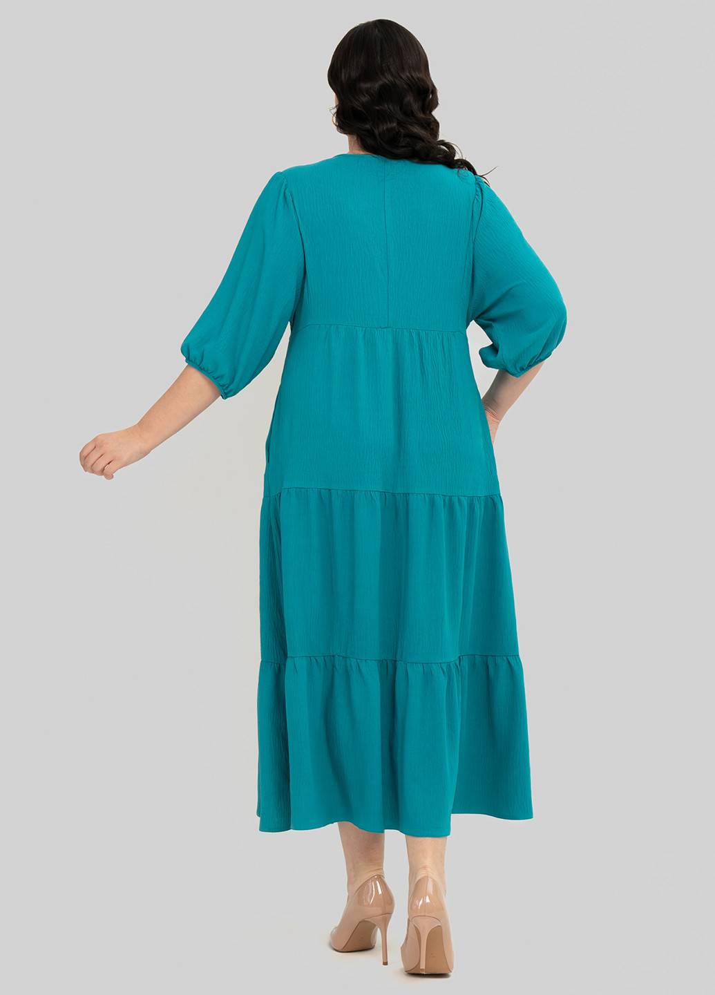 Бірюзова кежуал сукня в стилі армпір A'll Posa однотонна