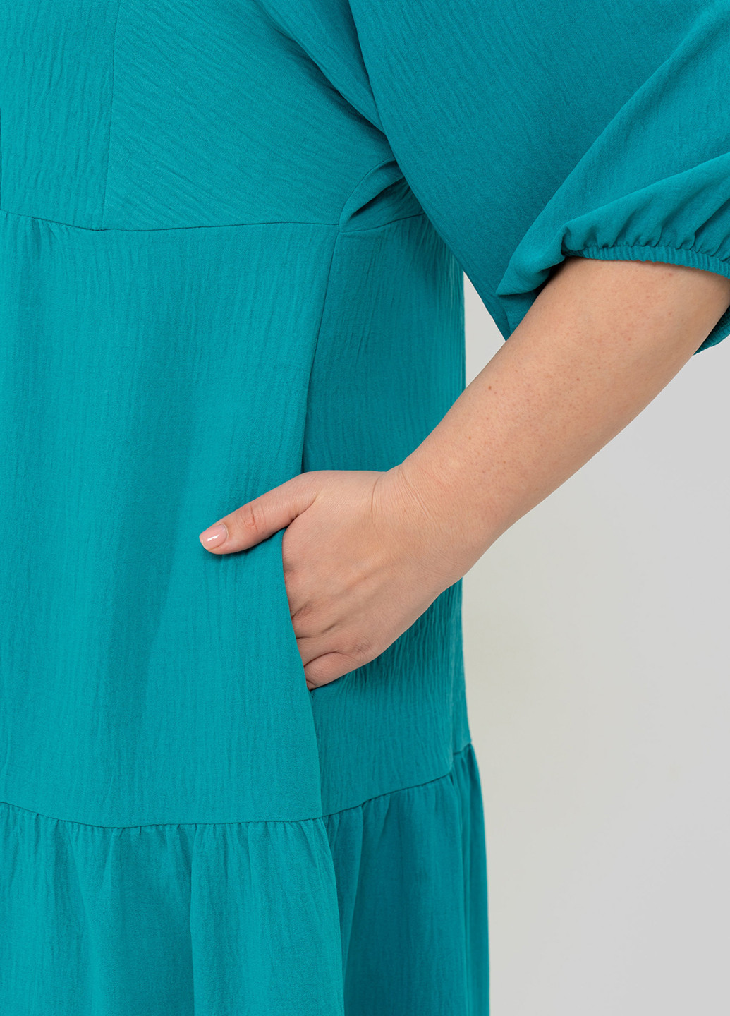 Бірюзова кежуал сукня в стилі армпір A'll Posa однотонна