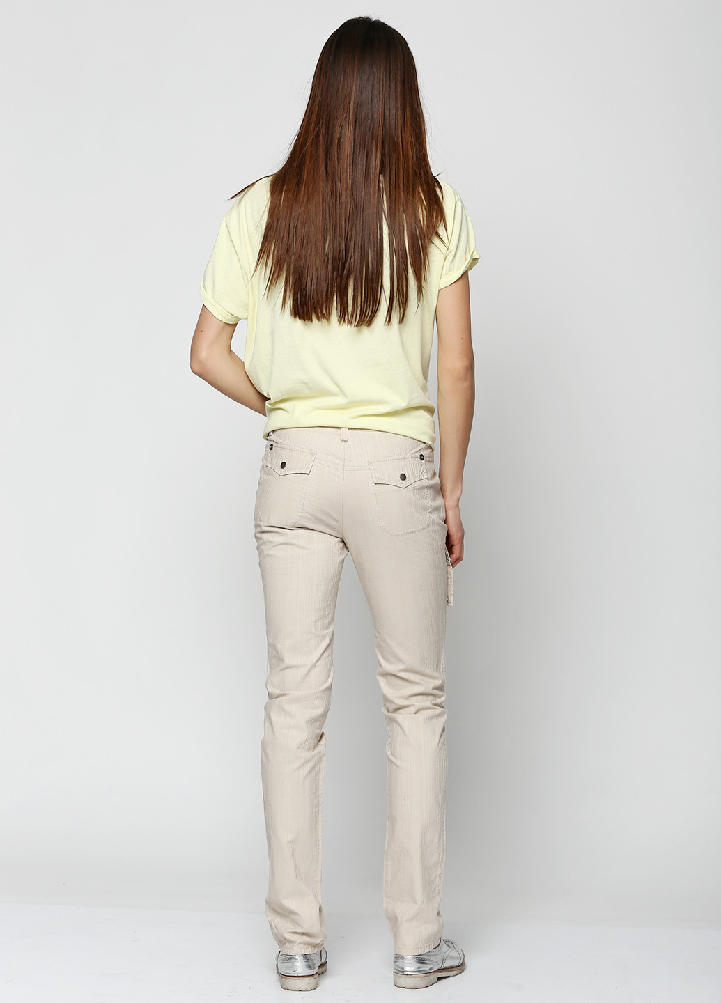 Светло-бежевые кэжуал демисезонные прямые брюки Stefanel
