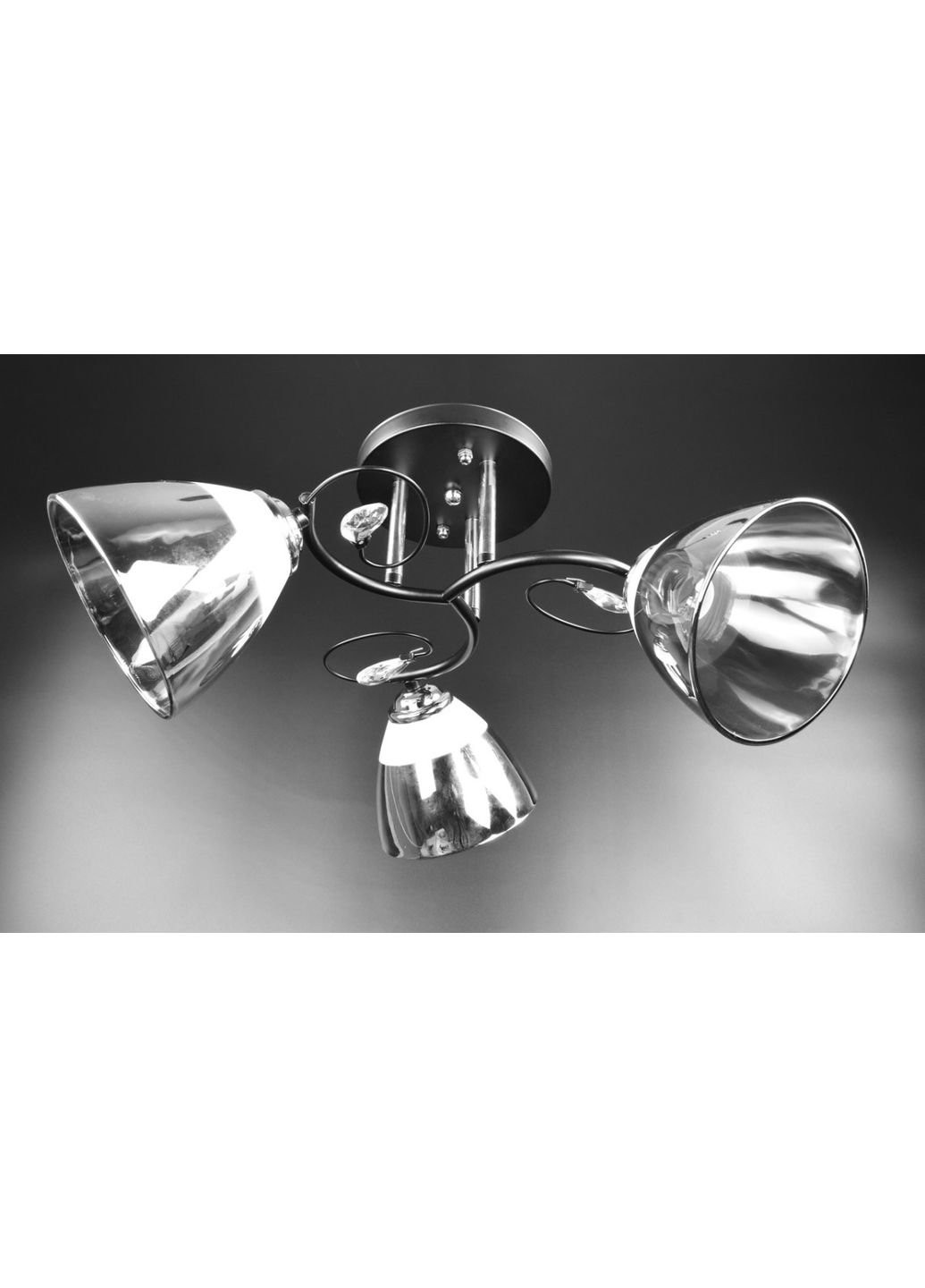 Люстра стельова на 3 лампочки 7360C/3-bk-ch Чорний 24х49х49 см. Sunnysky (253527901)