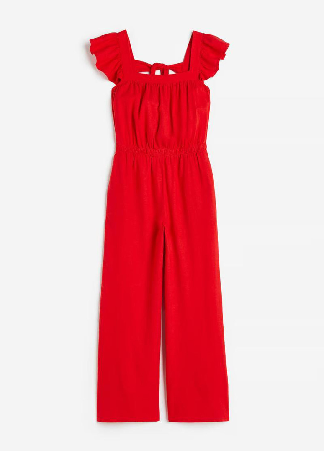 Комбінезон H&M комбінезон-брюки однотонний червоний кежуал льон, віскоза