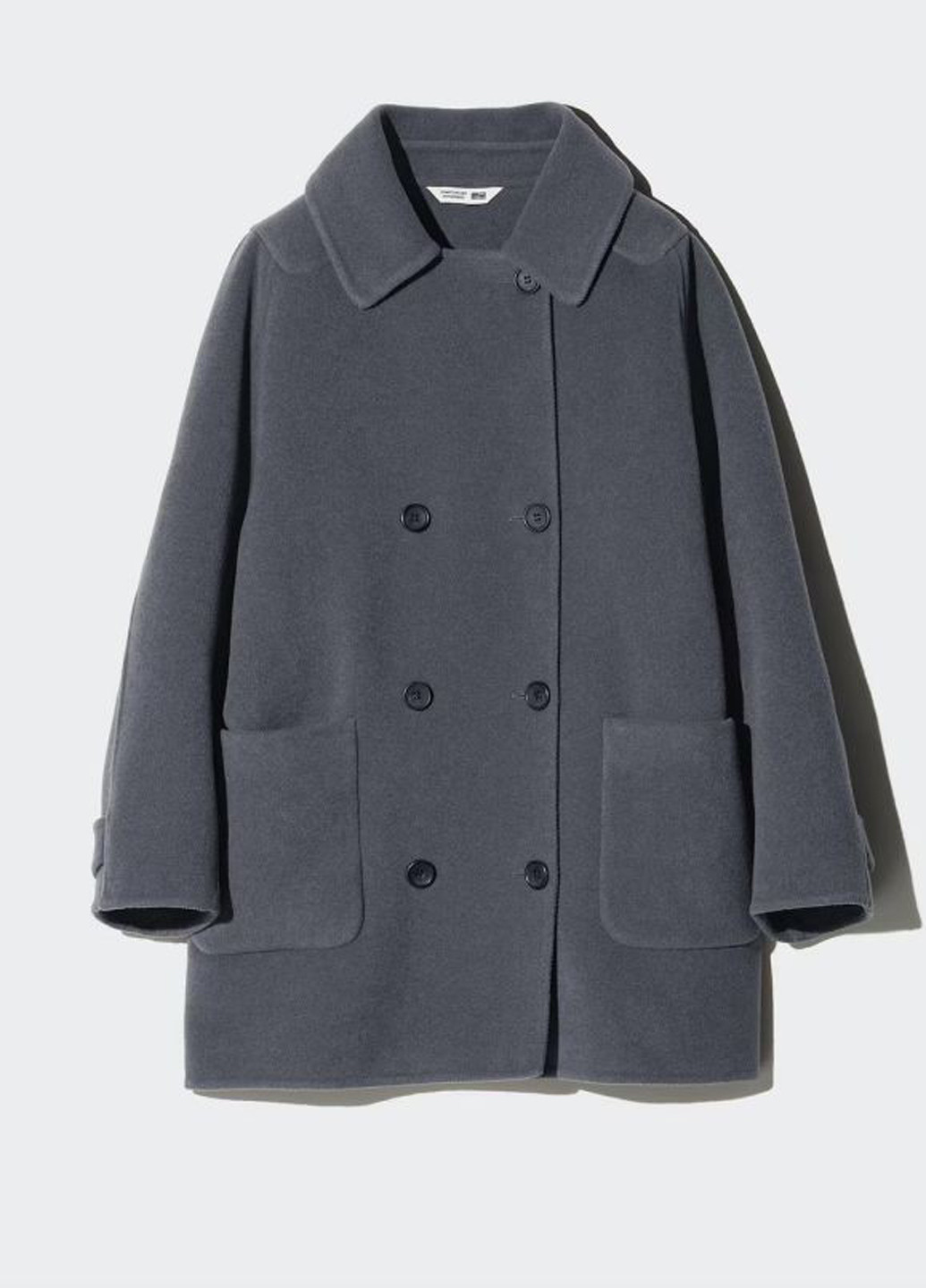 Сіре демісезонне Пальто двобортне Uniqlo