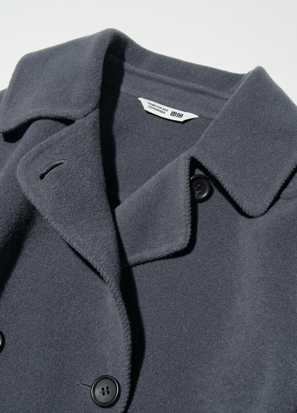 Сіре демісезонне Пальто двобортне Uniqlo