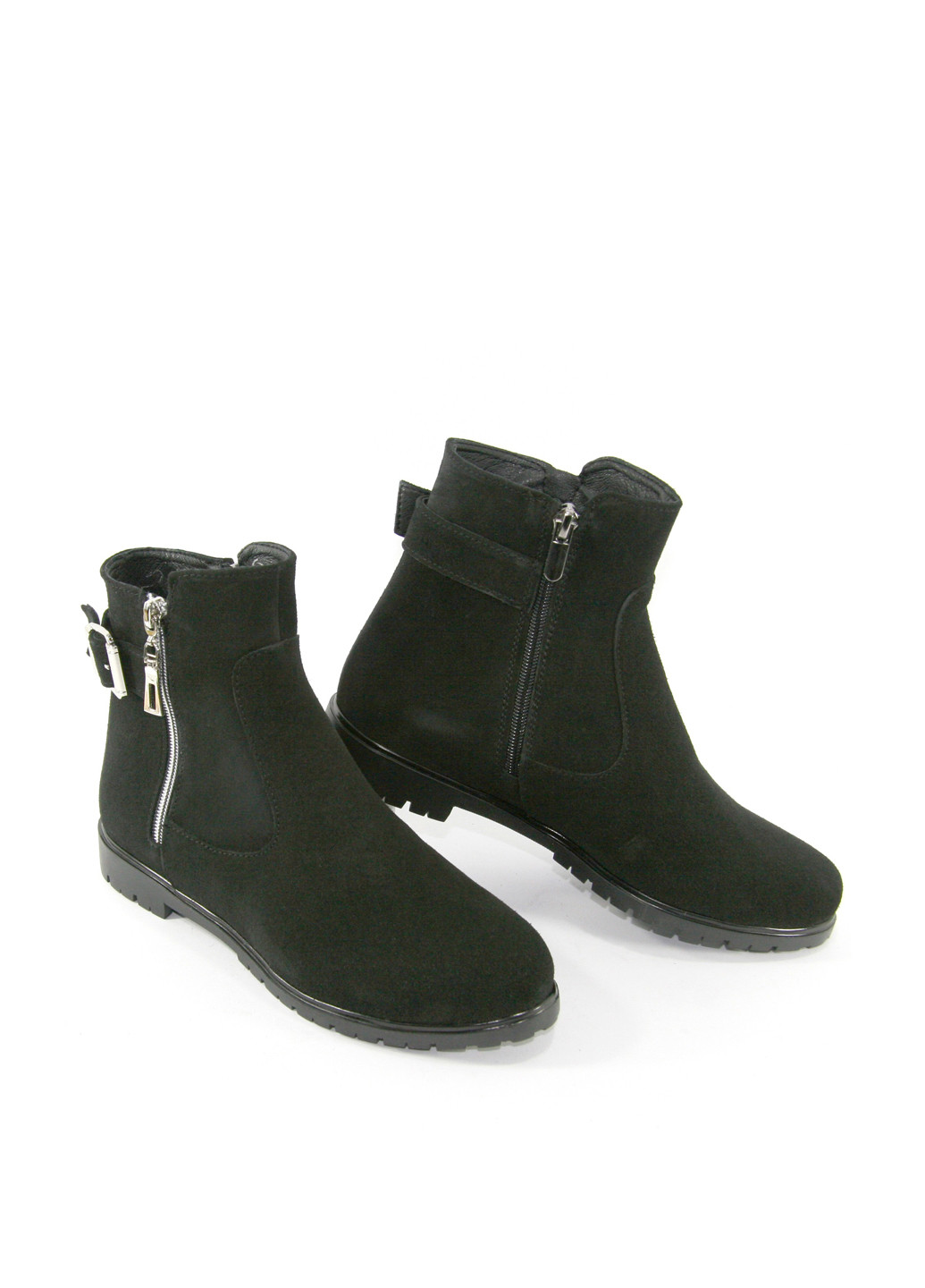Осенние ботинки Mila с молнией, с пряжкой из натуральной замши